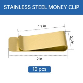 Philbinden 10Pcs Stainless Steel Money Clip Silver Slim Cash Clip for Men, Metal Money Clips Minimalist Pocket Cash Wallet (Gold)