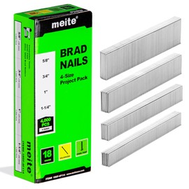 meite Clavos Brad calibre 18, 4,000 unidades surtidas, 4 tamaños (5/8", 3/4", 1", 1-1/4 pulgadas), clavos de acabado galvanizado para neumáticas, eléctricas 18GA Brad Nailer para pistolas de clavos