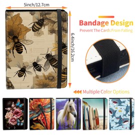 JANENFNA 4x6 Photo Albums 120 Pockets Hold 4x6 Photos, Bees Honeysuckles Mini Photo Album 4x6, Photo Album 4x6 Leather Cover Family Wedding Baby Photo Books for 4x6 Pictures