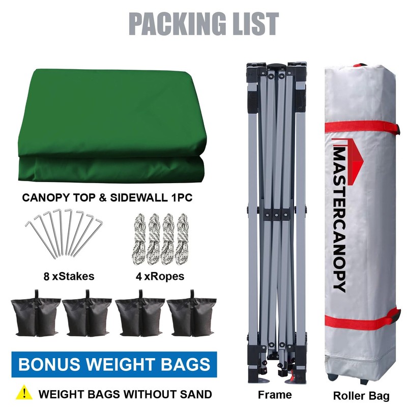 MASTERCANOPY 10x10 Durable Pop Up Canopy Tent with 1 Sidewall,