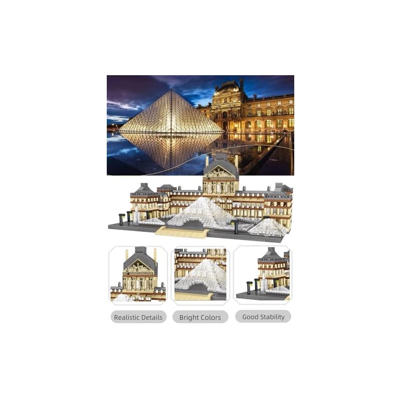 Architecture Louvre Micro Building Blocks Set（3377pcs） World Famous Landmarks Architecture