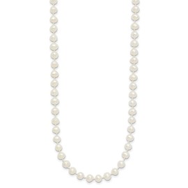 JewelryWeb 14k Yellow Gold Spring Ring 4 5mm Egg White Freshwater Cultured Pearl Bracelet 4 Inch - Link Bracelet for Women