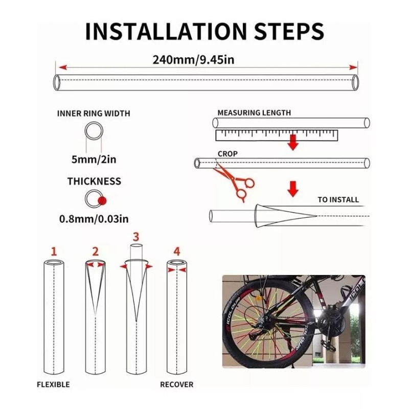 TECNOLOGÍA INFINITA 72pcs Popotes Cubre Rayos Motocross Popotes Spokes Bicicleta