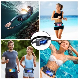 MOVOYEE Dry Bags Waterproof Fanny Pack Women for Swimming Kayaking Men Running Belt Bag Boating Beach Rafting Travel Camping Hiking Waist Pack Slim,Small Waist Bag Water Sports Phone Pouch Kids Black