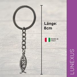 Lunexus Jesus Fish Keyring - Ichthys Symbol Made of Metal - Christian Fish with Certificate - Blessed Gift for Drivers, Believers & Pilgrims - Christian Pendant with Velvet Bag