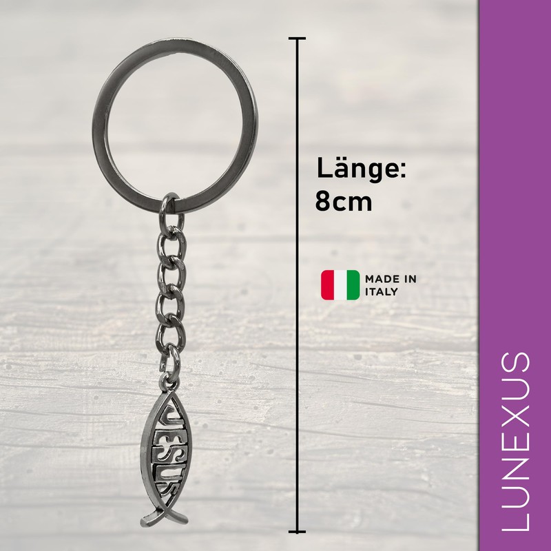Lunexus Jesus Fish Keyring - Ichthys Symbol Made of Metal
