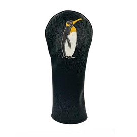 Penguin PU Leather Golf Club Covers Driver Headcovers Fairway Woods Hybrid Protector with Interchangeable Number Tag