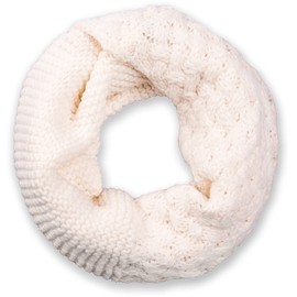 styleBREAKER knit loop scarf with pattern mix, single-colour fine-knit snood, winter knit scarf, unisex 01018153, color:Cream-White