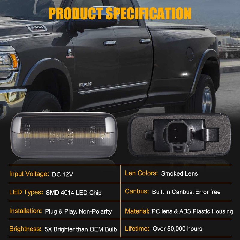POPMOTORZ 4Pcs LED Fender Side Marker Light Rear Bed side