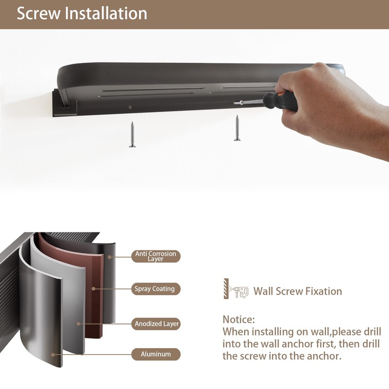 SWEAMTING RV Aluminum Foldabling Shelf-Hidden,Small Folding Wall Shelves for Bathroom,VR,Campers,Kitchen.90°Folding