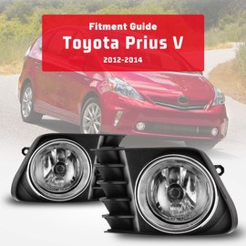 Front Bumper Fog Driving Light Assembly OEM Replacement Series for 2012-2014 Toyota Prius V With Clear Lens 2PCS with Switch and Wiring Kit AUTOWIKI