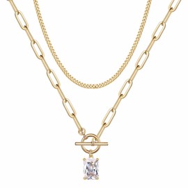 Yoosteel Layered Necklaces for Women, Cuban Link Chain Choker Necklaces Toggle Necklace Dainty Necklace Boho Style Layered Necklaces for Women