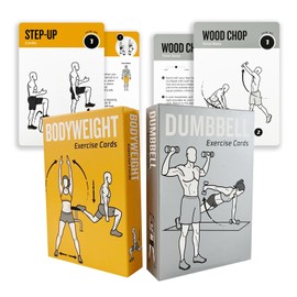 ELAORY Bodyweight & Dumbbell Workout Cards, Exercises Cards 100 Different Exercises and 24 Strength with Detailed Illustrations, Large Size 5" x 3.5" Fitness Cards for Women & Men