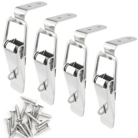 ITROLLE 4PCS 106mm Stainless Steel 90-Degree Tool Box Hood Locks Latches Cabinet Trunk Trailer Tool Box Door Hood Locks Latches Tool Box Hasps Closet Case Box Chest Barn Crate Hasps Latches