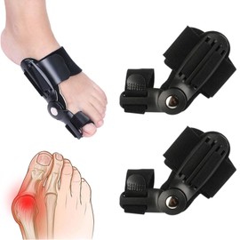 Correctores de Juanete, 2 PCS Férulas de Juanete de Talla Ajustable, Adapta a Todos Los Tamaños de Pie para el Alivio del Dolor de Los Juanetes y la Corrección del Valgo del Dedo del Pie, Negro