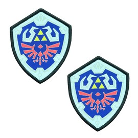 2 PCS Compatible with Legend of Zelda Hyrule's Royal Crest Shield Logo Embroidered Hook and Loop Patch Video Game Applique Emblem for Costume Backpack Uniform Vest Kids Men Game Decor
