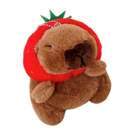 YAKVOOK Plush Case Compatible with AirPods Pro, Creative Cute 3D Cartoon Fur Capybara Strawberry Design Funny for AirPods Pro Cover Case with Keychain Protective Case for AirPods Pro