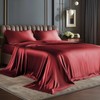 BEDELITE Satin Sheets Queen Size Bed Set, Luxury Soft Burgundy