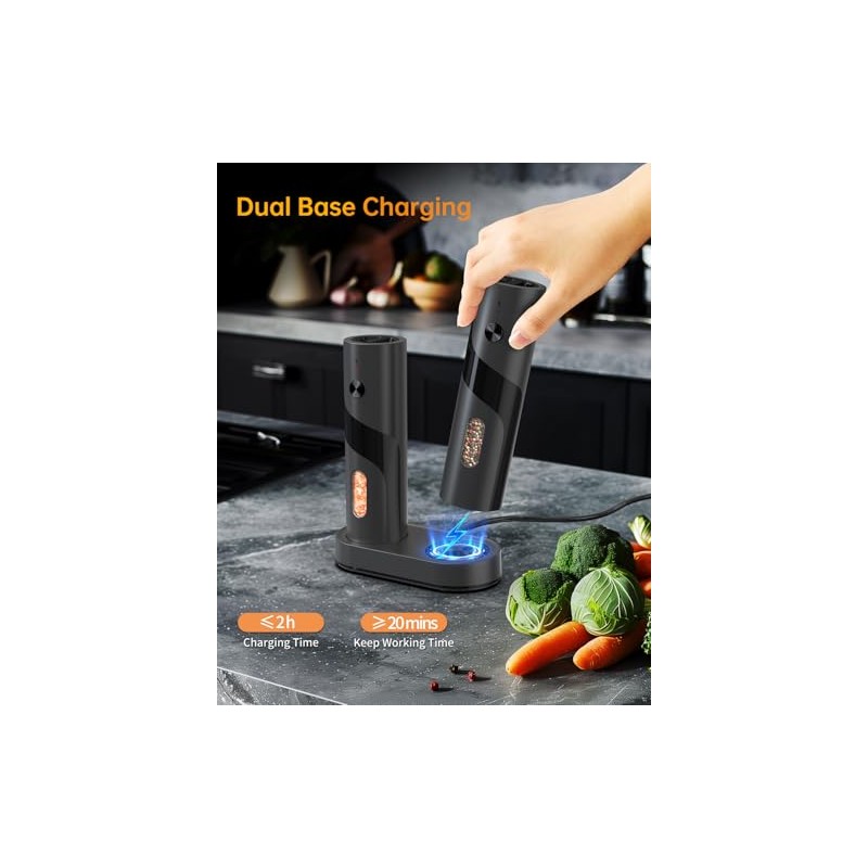 CIRCLE JOY Electric Rechargeable Salt and Pepper Grinder Set