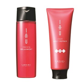 Lebel IAU Cleansing Relaxment Hair Shampoo 200 ml & Lebel IAU Melt Repair Hair Treatment 200 ml Set (Green Tea Set)