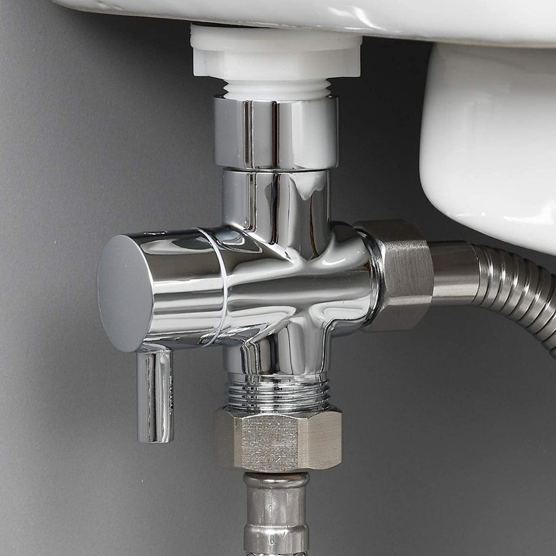 Brass Metal T Adapter with Shut Off Valve,7/8 1/2 Bidet