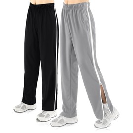 Wovnet 2 Pack Tear Away Pants for Men Sweat Basketball Pants 2 Side Zippers off Full Open Sweatpant with Pockets(Black，light Gray,L)