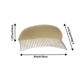 Ericotry 2Pcs 3.3inch Charming Bump It Up Volume Inserts - Beige Sponge Foam Hair Combs for Beehive Buns and Hairstyling Accessories