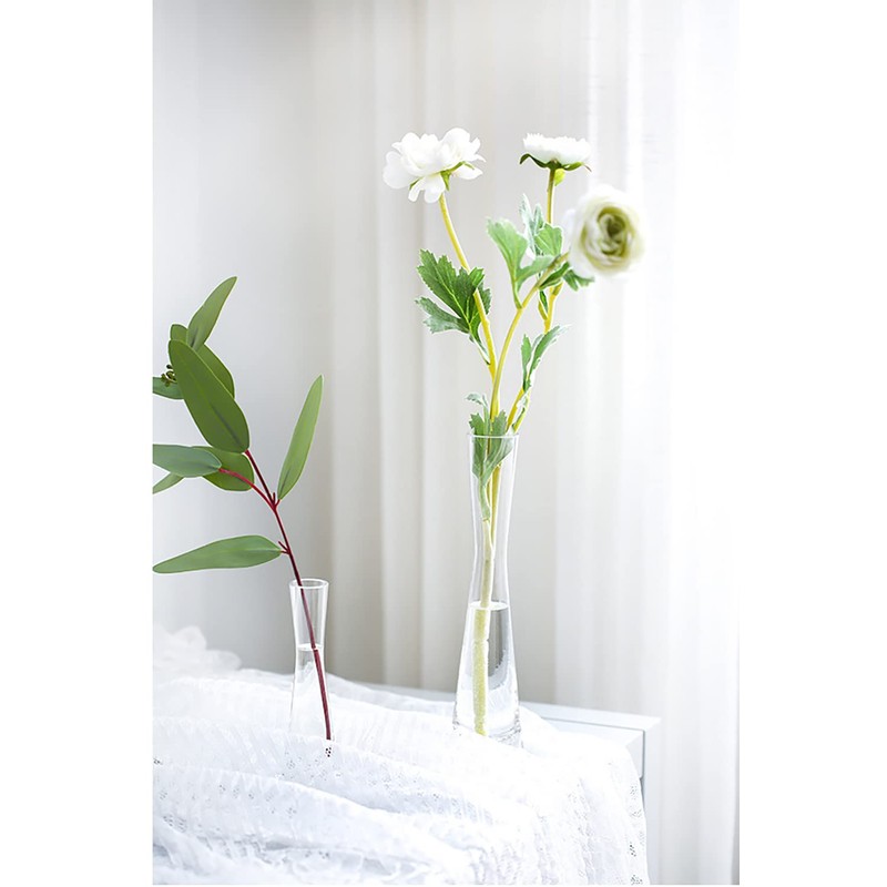 Small Glass Bud Vase Transparent Tapered Small Waist Thick Bottom