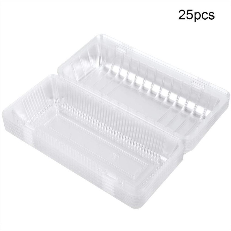 Recipiente para alimentos con bisagras cuadradas de plástico transparente, 25