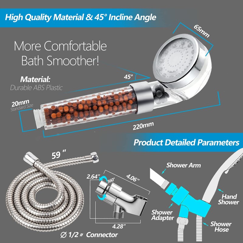 FASTRAS LED Shower Head with Handheld, Shower Head High Pressure