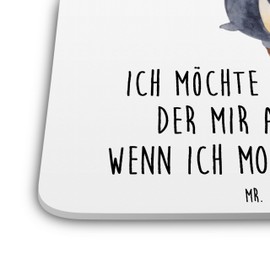 Mr. & Mrs. Panda 10er Set Untersetzer Set Pinguin marschieren - Geschenk, Holzuntersetzer, Filzuntersetzer rund, spazieren, Design Untersetzer für