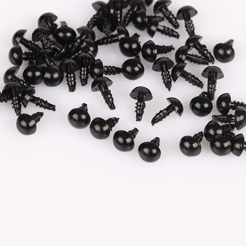 Ericotry 50Pcs 15mm Solid Black Plastic Screw Eyes Small Doll