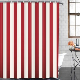 Emvency Red and White Stripe Shower Curtain Abstract Classic Beautiful Color Diagonal Waterproof Polyester Fabric 72 x 78 Inches Set with Hooks