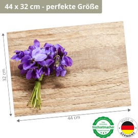 Place Mat - Purple Violet Bouquet - 12 Pieces Made in Germany, 44 x 32 cm Made of Special Natural Paper in Storage Folder - The Special Table Decoration for Spring, Easter & Flowers