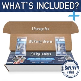 Premium 200 Count Toploaders + Penny Sleeves Storage | Hard Plastic & Soft Sleeves | Baseball + Trading Card Top Loaders Protectors | Clear Trading Card Top Loader | Ultra MTG + Pro Sports Toploaders