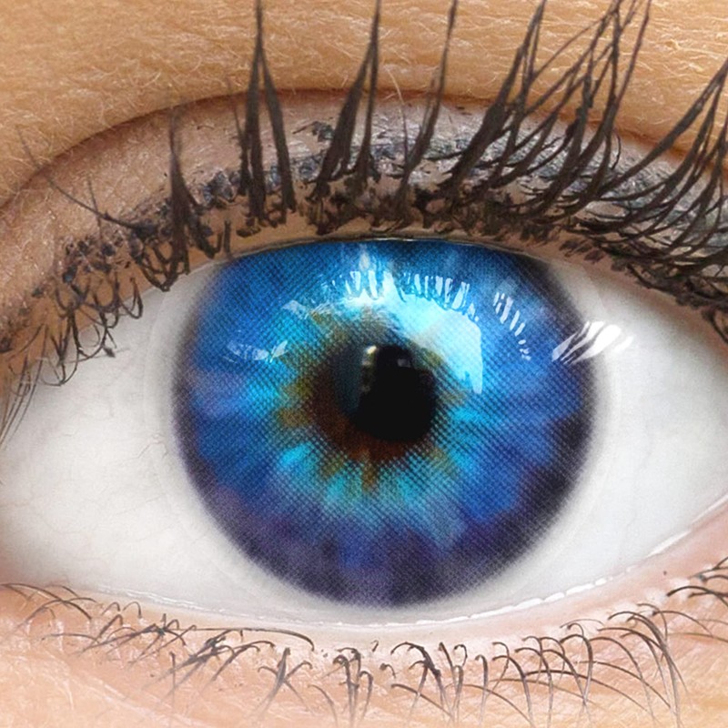 GLAMLENS Kontaktlinsen farbig mit Stärke farbige Cagliari Blue Monatslinsen weiche