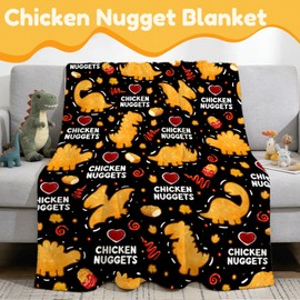 Chicken Nugget Blanket,Ultra Soft Dino Nugget Flannel Blanket for Kids,Fuzzy Fleece Funny Food Ketchup Blanket for Couch Sofa Camping,Novelty Gift for Boys Girls,40"x50"