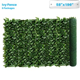 Patio Paradise 58" x 196" Faux Laurel Leaves Privacy Fence Screen with Backing Artificial Leaf Vine Hedge Outdoor Decor-Garden Backyard Decoration Panels Fence Cover - 1 Piece