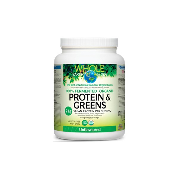 Natural Factors Whole Earth & Sea Pure Food Fermented Organic Protein & Greens (Unflavoured) - 640g