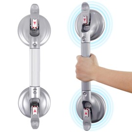 HEINSY 17inch Upgrade Suction Shower Grab Bar, Portable Shower Handle Bar Suction Grip Bar Bathtub Handle with Strong Hold Suction Cup Fitting and Rapid Release for Bathroom(Max Capacity :300lb