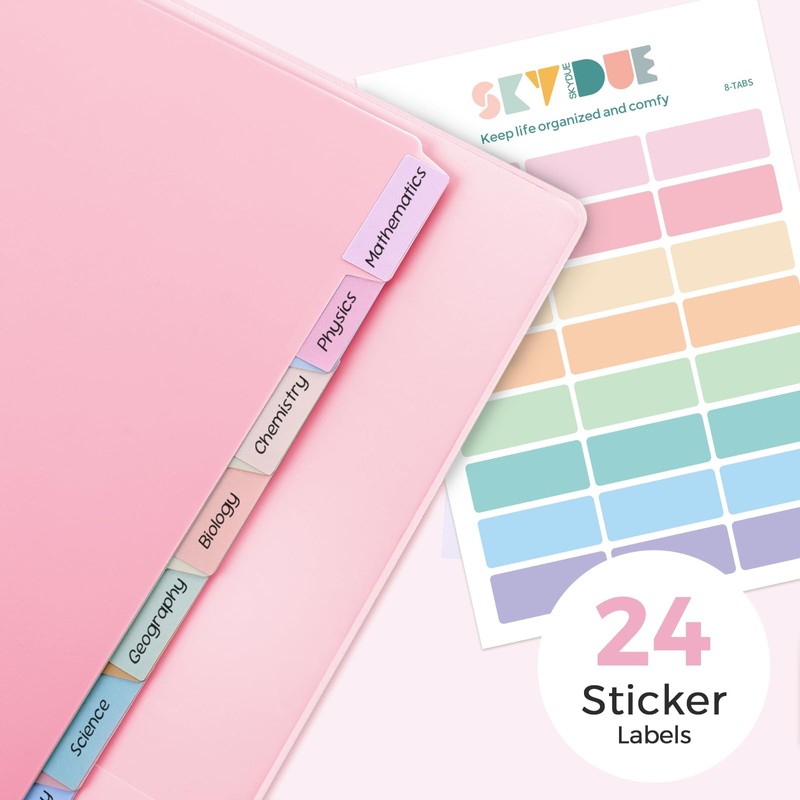 SKYDUE 1 Inch 3 Ring Binder with 8 Tab Dividers