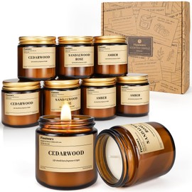 9 Pack Soy Candles for Home Scented |（Cedarwood/Sandalwood Rose/Amber） Long-Lasting 270 Hours, Natural Scented Candles Gift for Women & Men, Birthday, Mother’s Day, Christmas, Thanksgiving