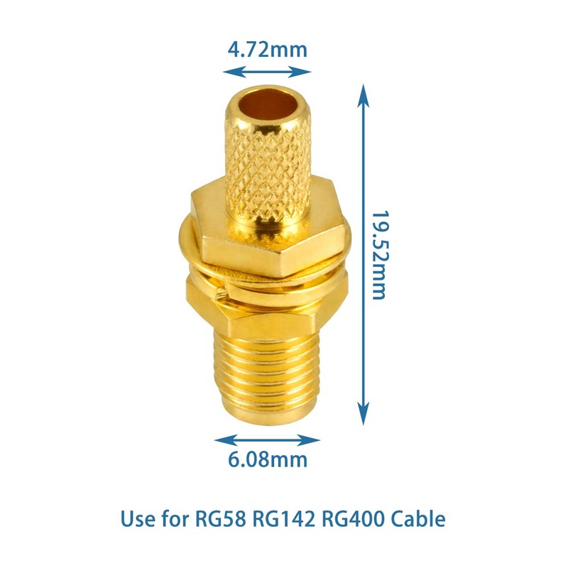 POBADY 10pcs SMA Connector SMA Female Bulkhead Crimp Connector for