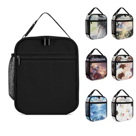 Insulated Lunch Bag, Custom Lunch Box for Men Women, All Black One Size, Travel Work Picnic Gifts