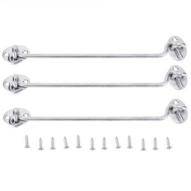Storm Hooks, 3 Pieces 10 Inch Cabin Privacy Hook Eyelet Bolt Lock Stainless Steel Solid Gate Hook Hasp for Windows, Hook Lock Stainless Steel Cabin Hook for Balcony Door Latch