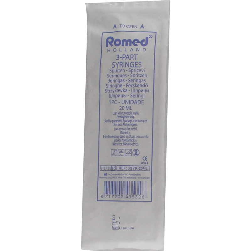 Romed Medical Disposable Syringes, Individually Packed and Sterile , 20