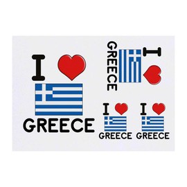 4 x 'I Love Greece' Temporary Tattoos (TO00046931)