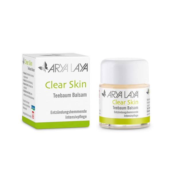 ARYA LAYA Clear Skin Tea Tree Balm Intensive Care as a Mask or Partially: Counteracts the spread of bacteria and inflammation for greasy, greasy and inflammatory skin Vegan 20 ml