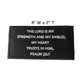 Psalm 28:7 Patch Embroidered Iron-on or Sew-on Applique, Religious Eternal Life Bible Verse Faith Theme, Christian Biker, Decorative Embroidery Clothing Vest Jackets Jeans, Premium Stitching