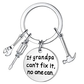 Funny Grandpa Gifts from Granddaughter Grandson Grandpa Keychain Birthday Gifts for Grandpa Grandfather If Grandpa Can't fix it, no one can